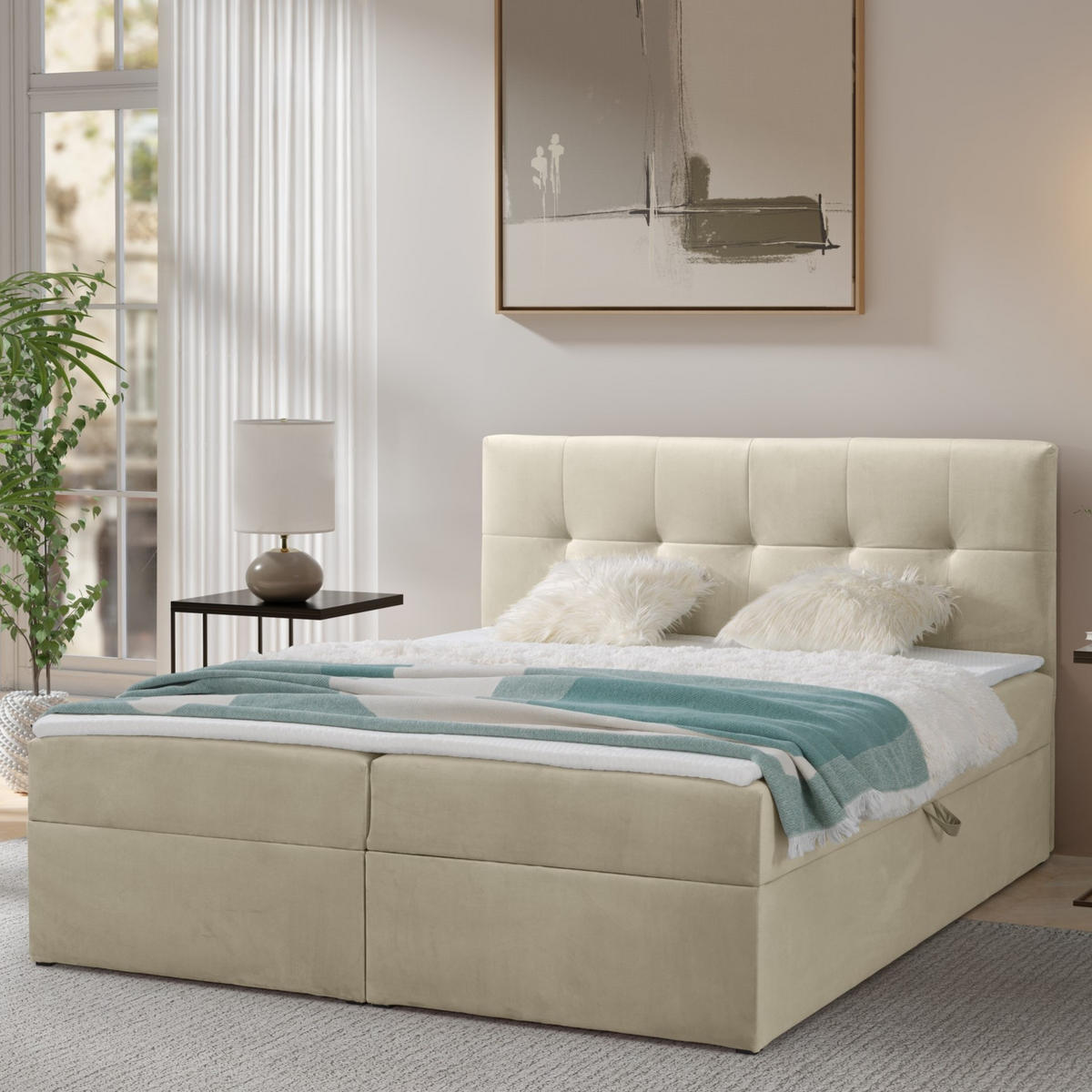 BOXBETT Toronto 160x200 Bonell-Matratze H3 und Topper - Silberfarben/Creme, Holz/Holzwerkstoff (160/200cm) - Ravio