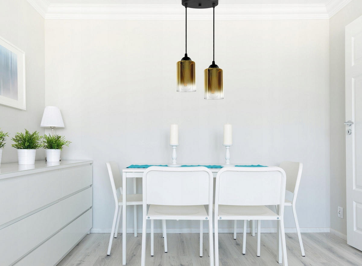 PENDELLEUCHTE GRAF - Transparent/Goldfarben, Glas/Metall (30/30/80cm) - kiki design