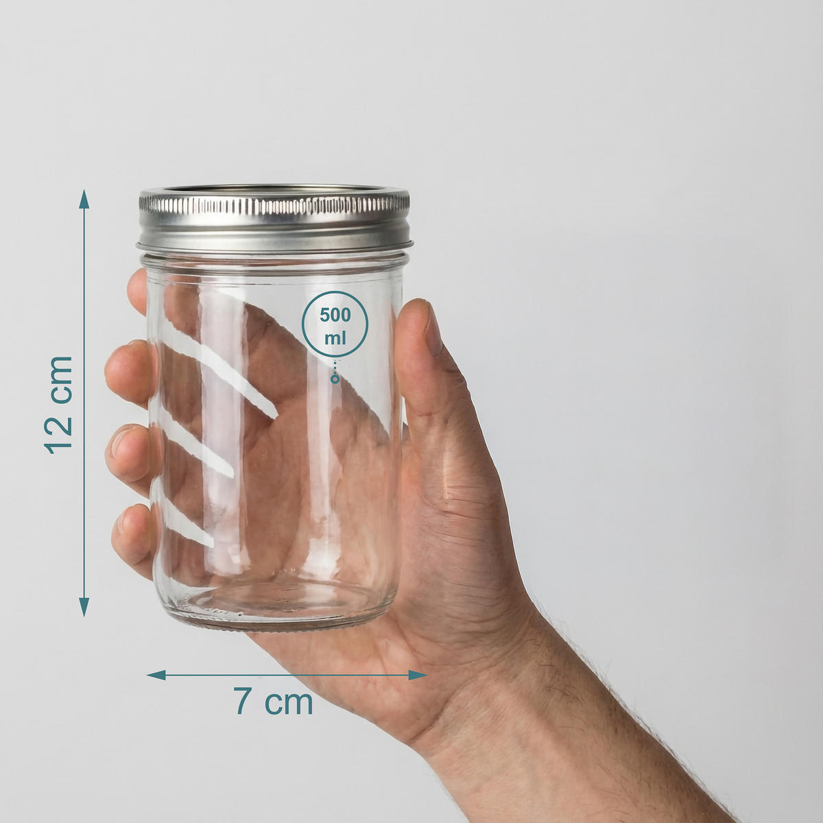 8-DIEL. zaváracie poháre - priehľadné, kov/sklo (0.5L) - Relaxdays