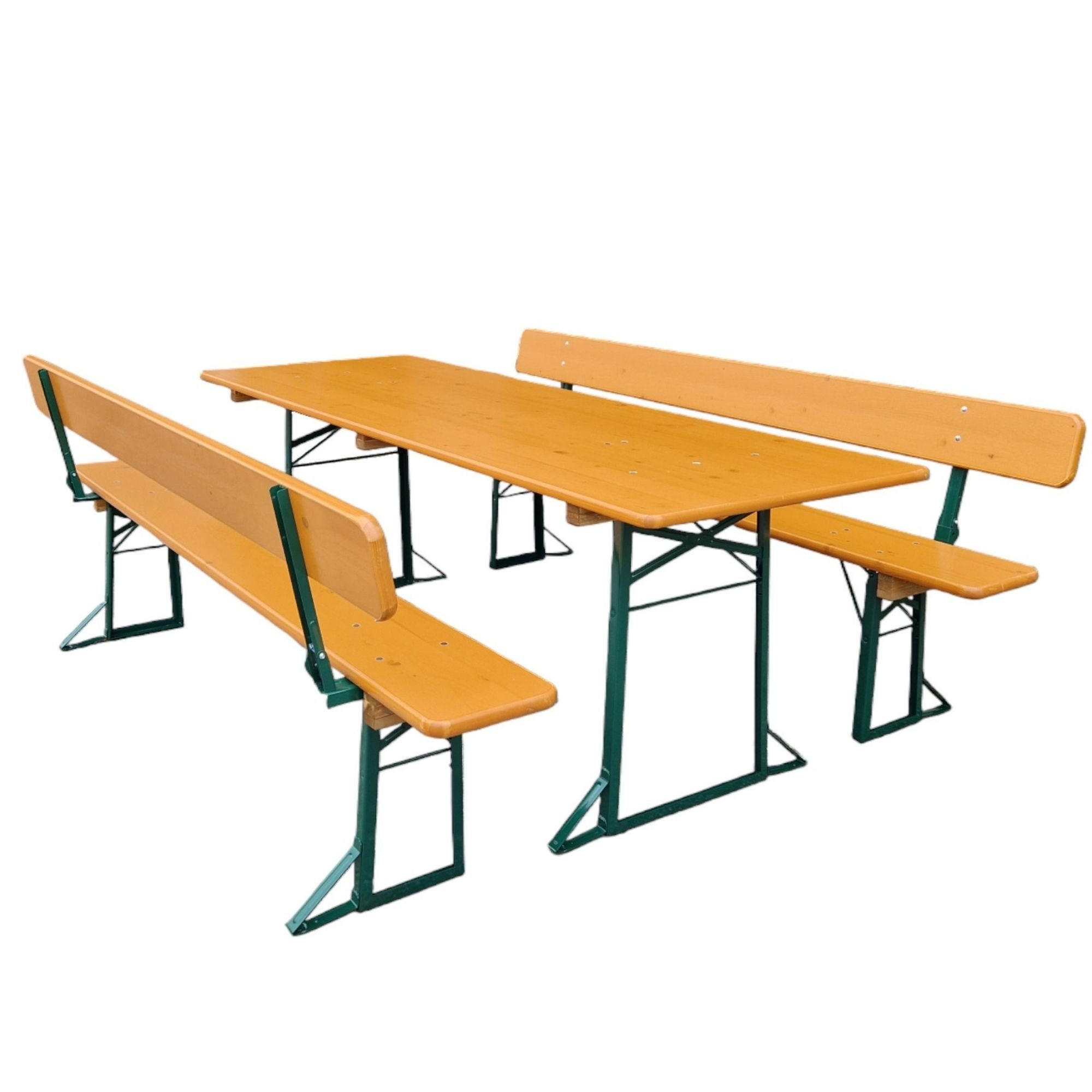 BIERZELTGARNITUR ALPENFEST 3-teilig Mit Rückenlehne 77x220x80cm Fichtenholz Nuss/ Grün - Nussbaumfarben, Holz - CHEFGASTRO