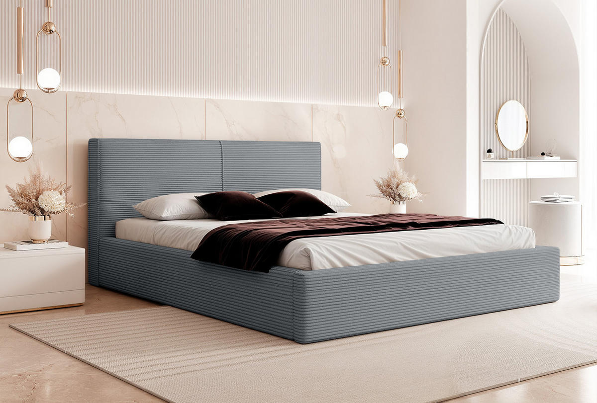 POLSTERBETT VIVELO 120x200 cm, Grau - Grau, Textil (200/120cm) - Fedve