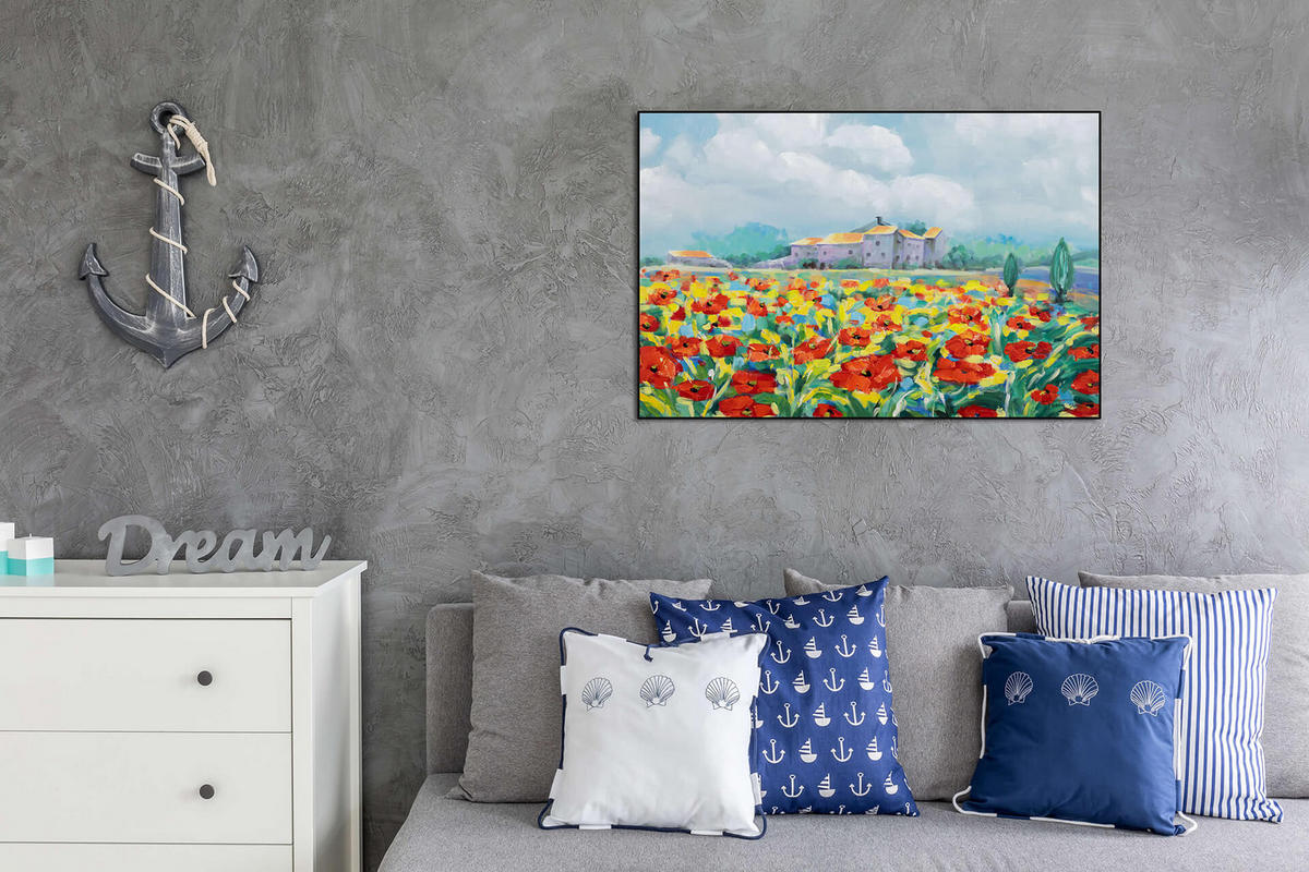 RUČNE MAĽOVANÝ AKRYLOVÝ OBRAZ 93/63 cm, viacfarebný, prírodný a botanický motív - viacfarebná, drevo/textil (93/63cm) - KUNSTLOFT