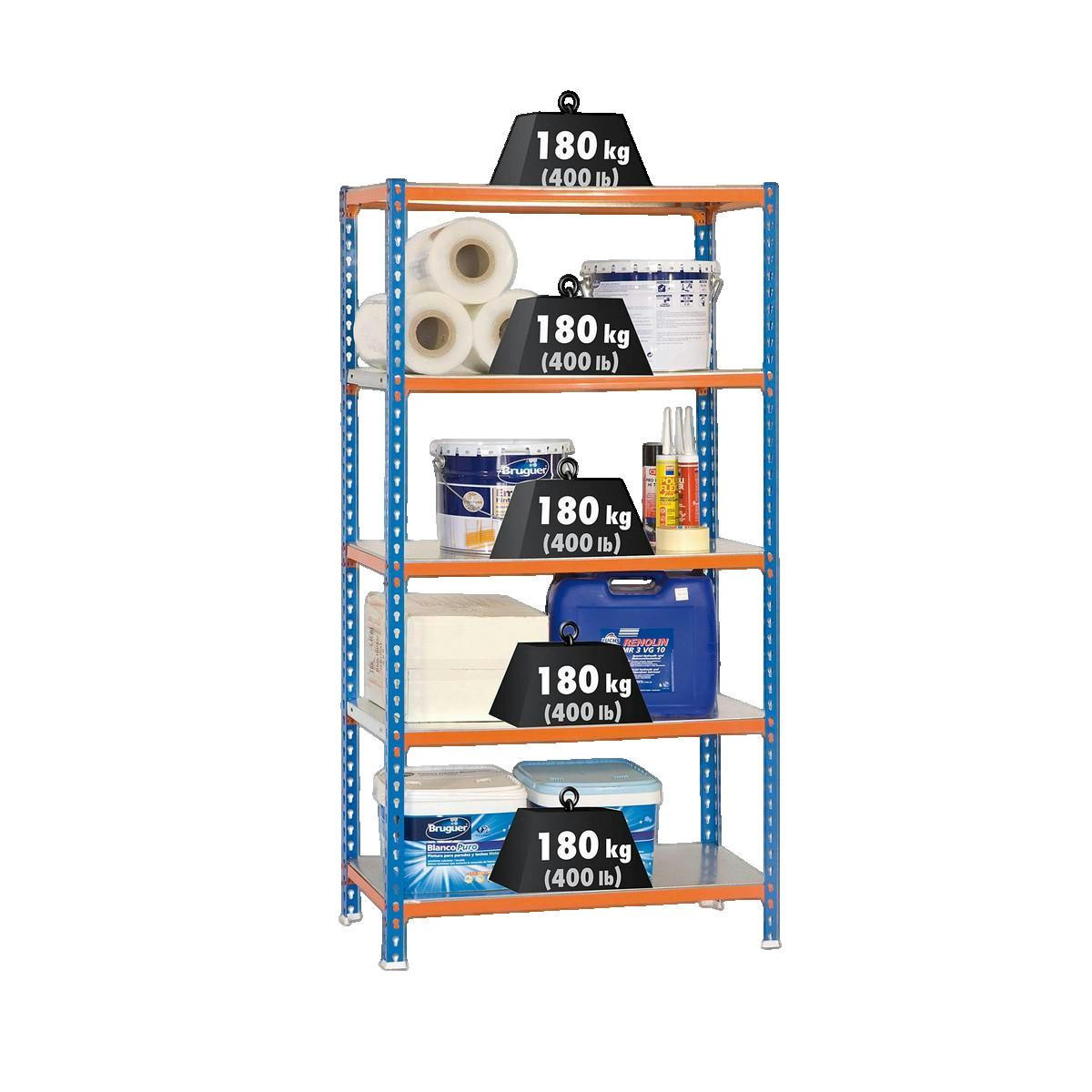 SCHWERLASTREGAL Big Metal Shark HxBxT 200 x 100 x 50 cm Fachlast 180 kg Blau-Orange - Gelb, Metall (100/200/50cm) - PROREGAL