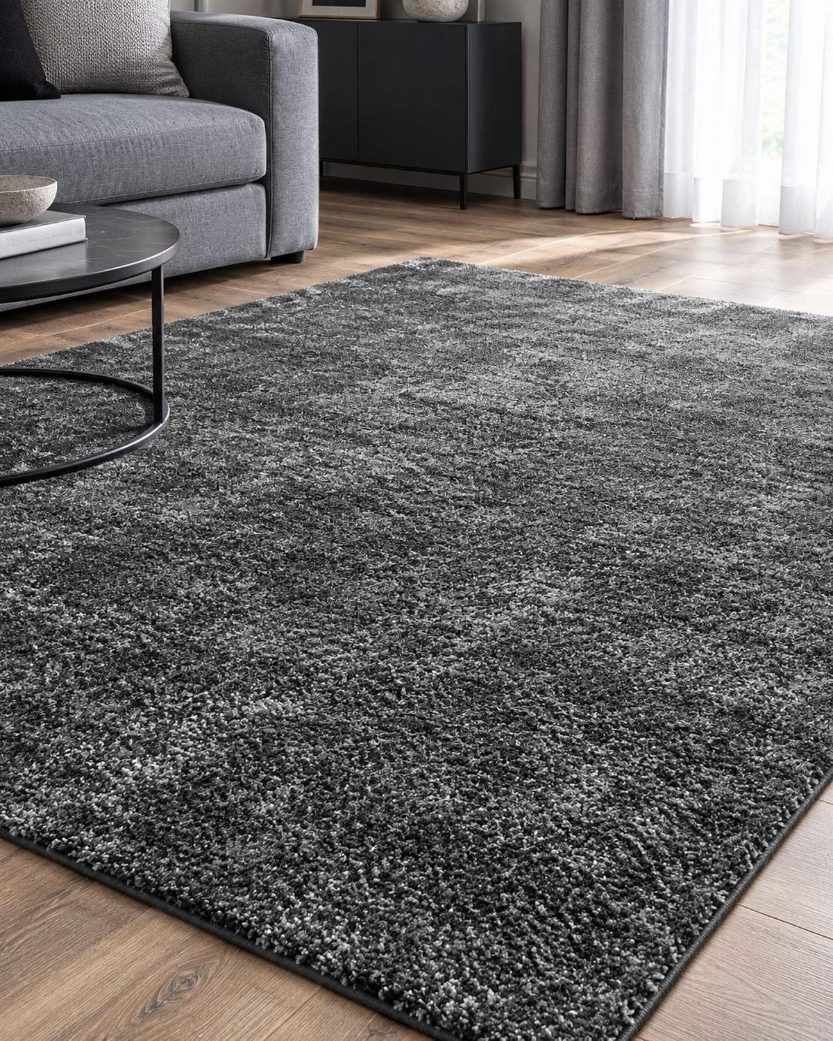 SHAGGY-TEPPICH Demre 200/140 cm - Grau, Kunststoff (140/200cm) - Beliani