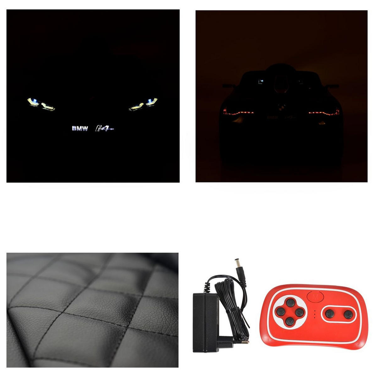 ELEKTROAUTO BMW i4 MP3 rot EVA-Reifen Fernbedienung Lichter bis 30 kg - Rot, Kunststoff (115/67/45cm) - Moni