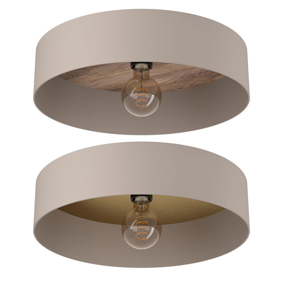 DECKENLEUCHTE Stahl Holz Taupe Messing - Braun, Holz (42/42/16cm)