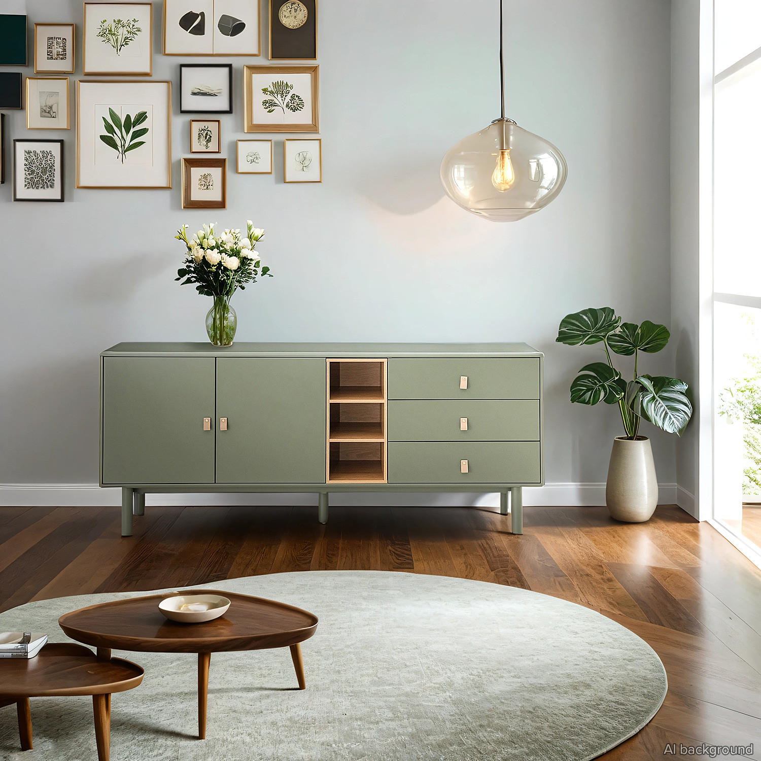 SIDEBOARD - 180 CM - Olivgrün, Holzwerkstoff (180/75/40cm) - home24