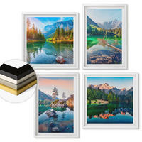 WANDBILDER 4er-Set - 50x50 cm & 40x60 cm Weißer Rahmen - Naturlandschaft der Bergseen - Weiß, Kunststoff (50/50cm) - ArtPrintCave