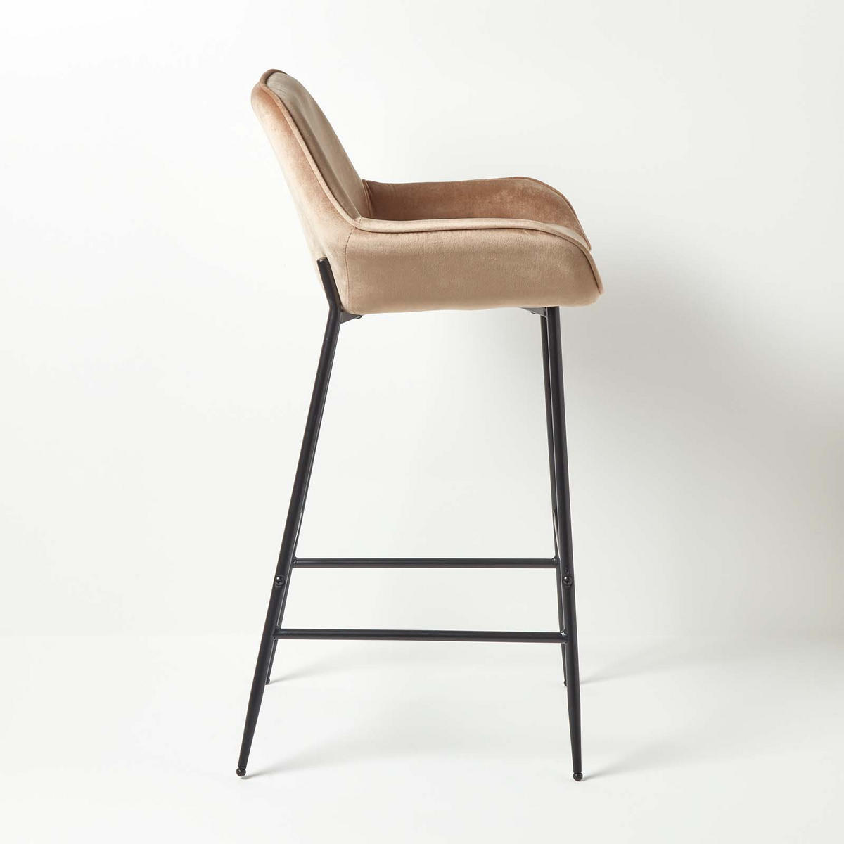 BARSTUHL Eton, Samt mit Rückenlehne - Champagner, Textil (50/103/51cm) - Homescapes