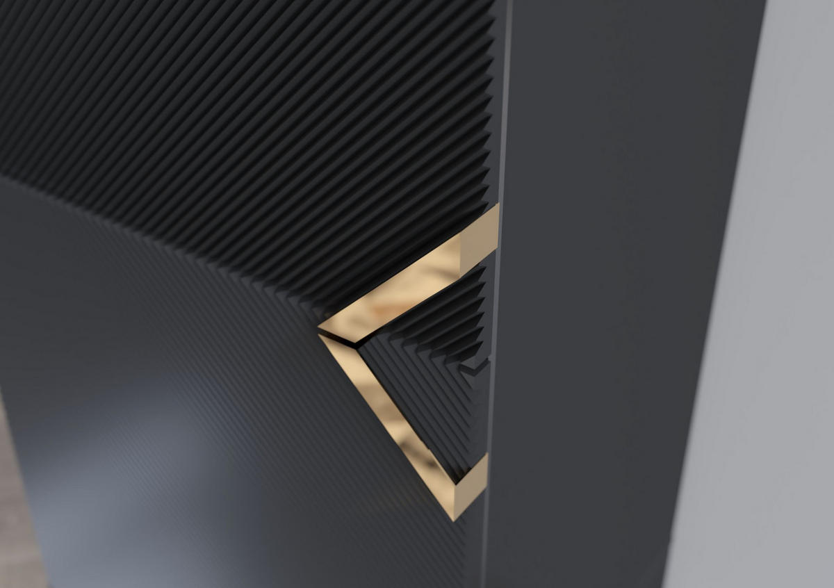 HIGHBOARD Demi 2D High, Schwarz-Gold, Mit Gefrästen Fronten, Massive Buche - Schwarz, Holz/Holzwerkstoff (50.5/120.5/42cm) - Visby