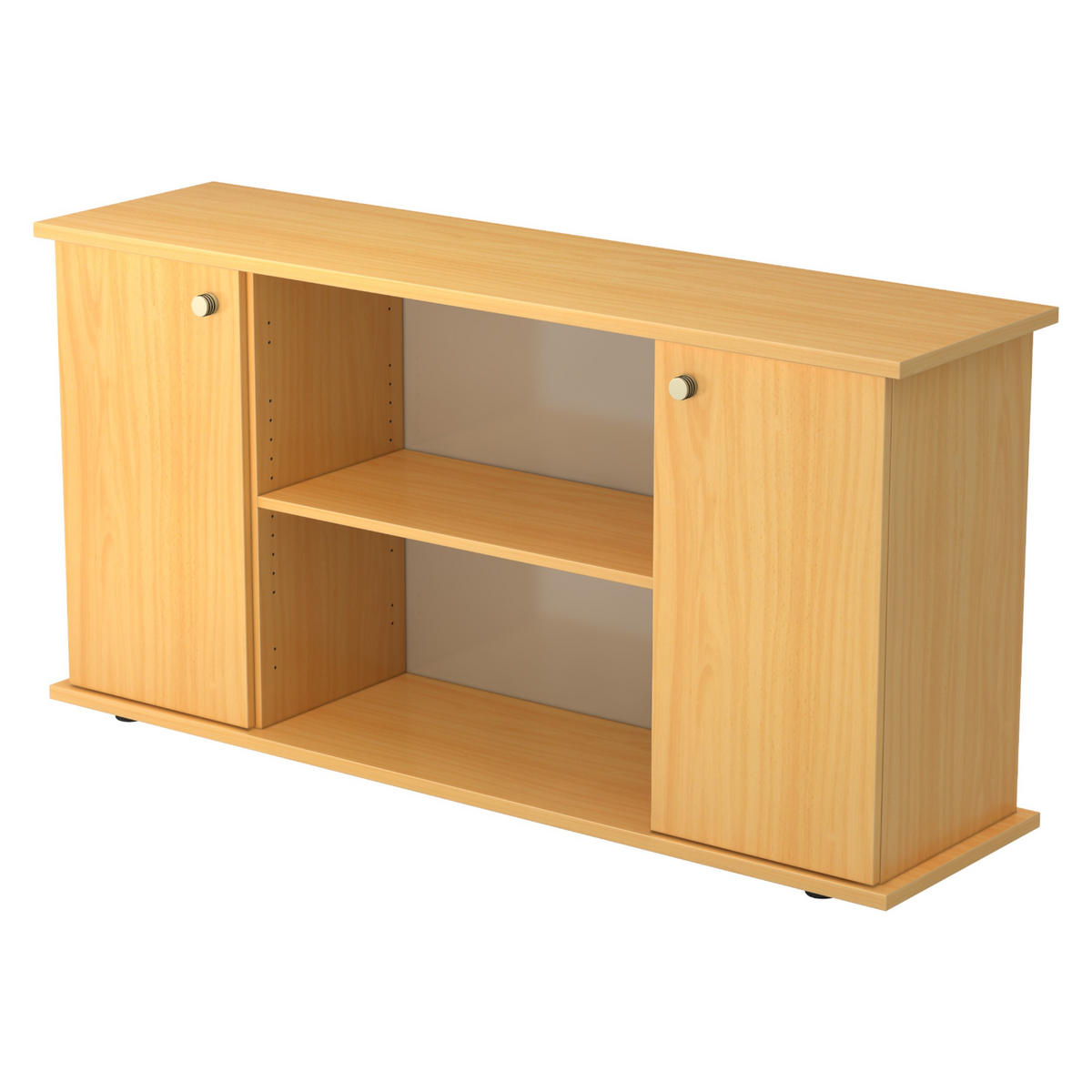 SIDEBOARD mit 2 Flügeltüren 44,8/166,1/84 cm in Buchefarben Knauf/Streifengriff - Buchefarben, Holzwerkstoff (166.1/84/44.8cm) - bümö
