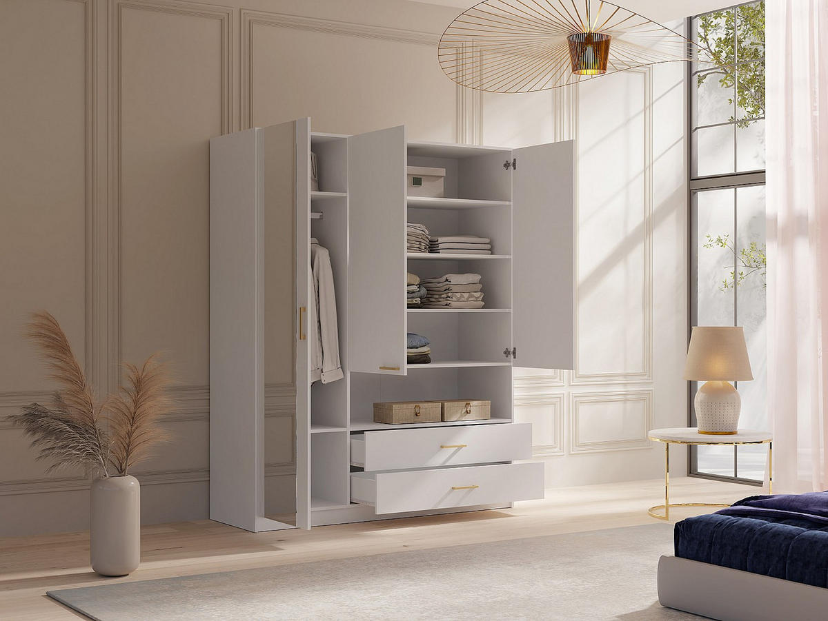 KLEIDERSCHRANK - 160 cm x 53 cm - holz - weiß Lyriano - Weiß, Holz (160/200/53cm) - Vente-Unique