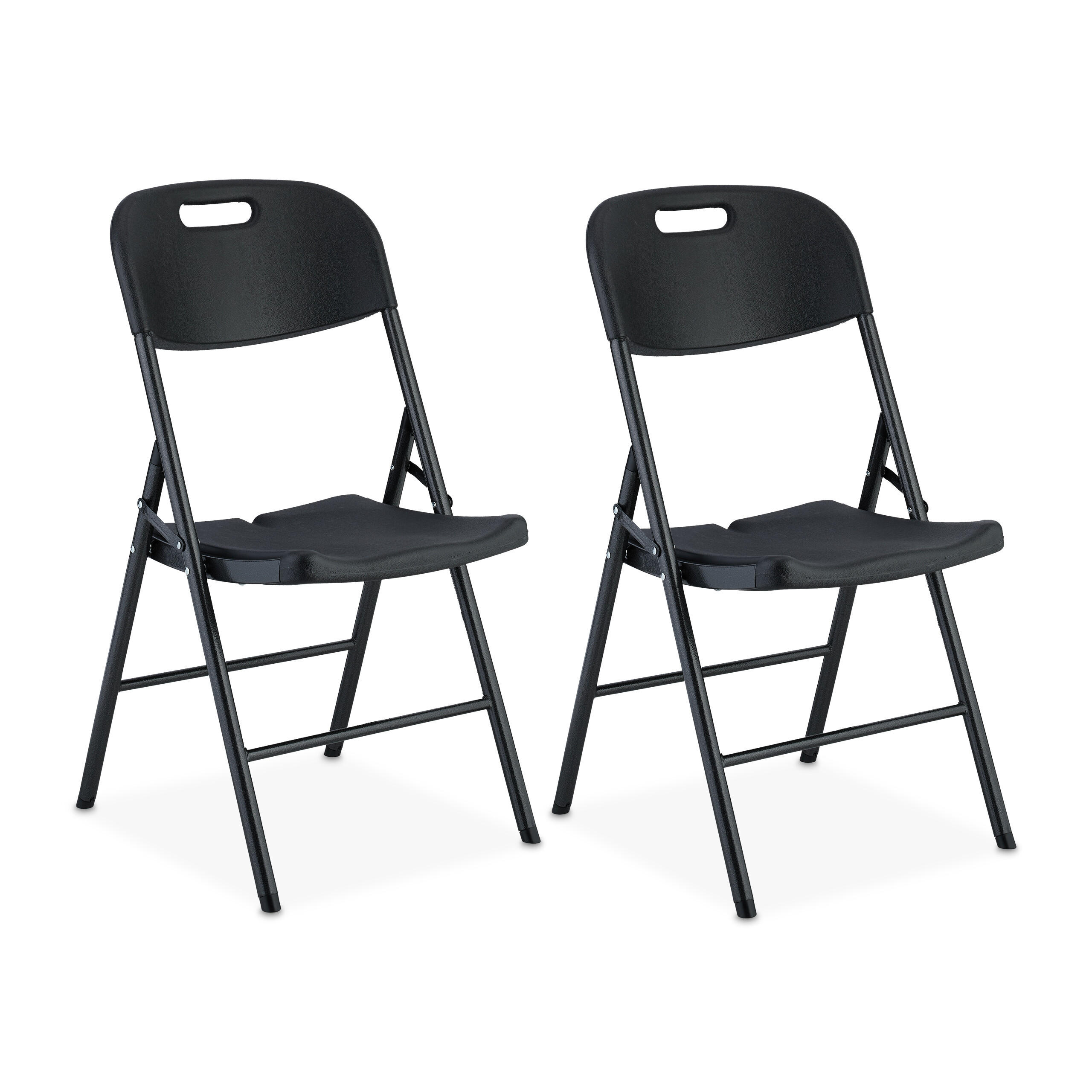 2XKLAPPSTUHL - Schwarz, Kunststoff/Metall (45/87/52.5cm) - Relaxdays