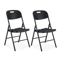 2XKLAPPSTUHL - Schwarz, Kunststoff/Metall (45/87/52.5cm) - Relaxdays