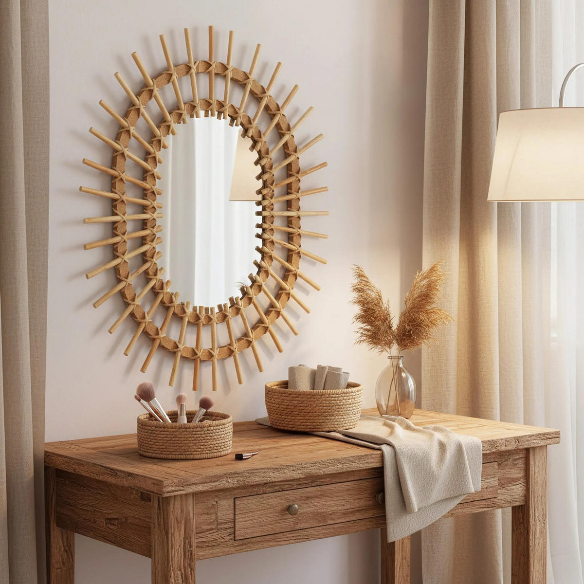 BOHO-WANDSPIEGEL Rea 57cm Qdj5749 - Braun, Glas (49/2/57cm) - REA