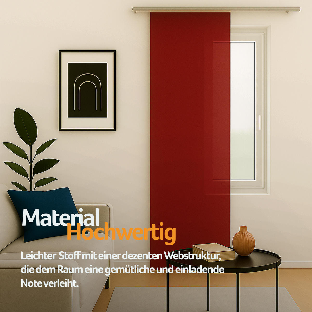 FLÄCHENVORHANG blickdicht 60x245 cm Rot mit Technik - Rot, Textil (60/245cm)