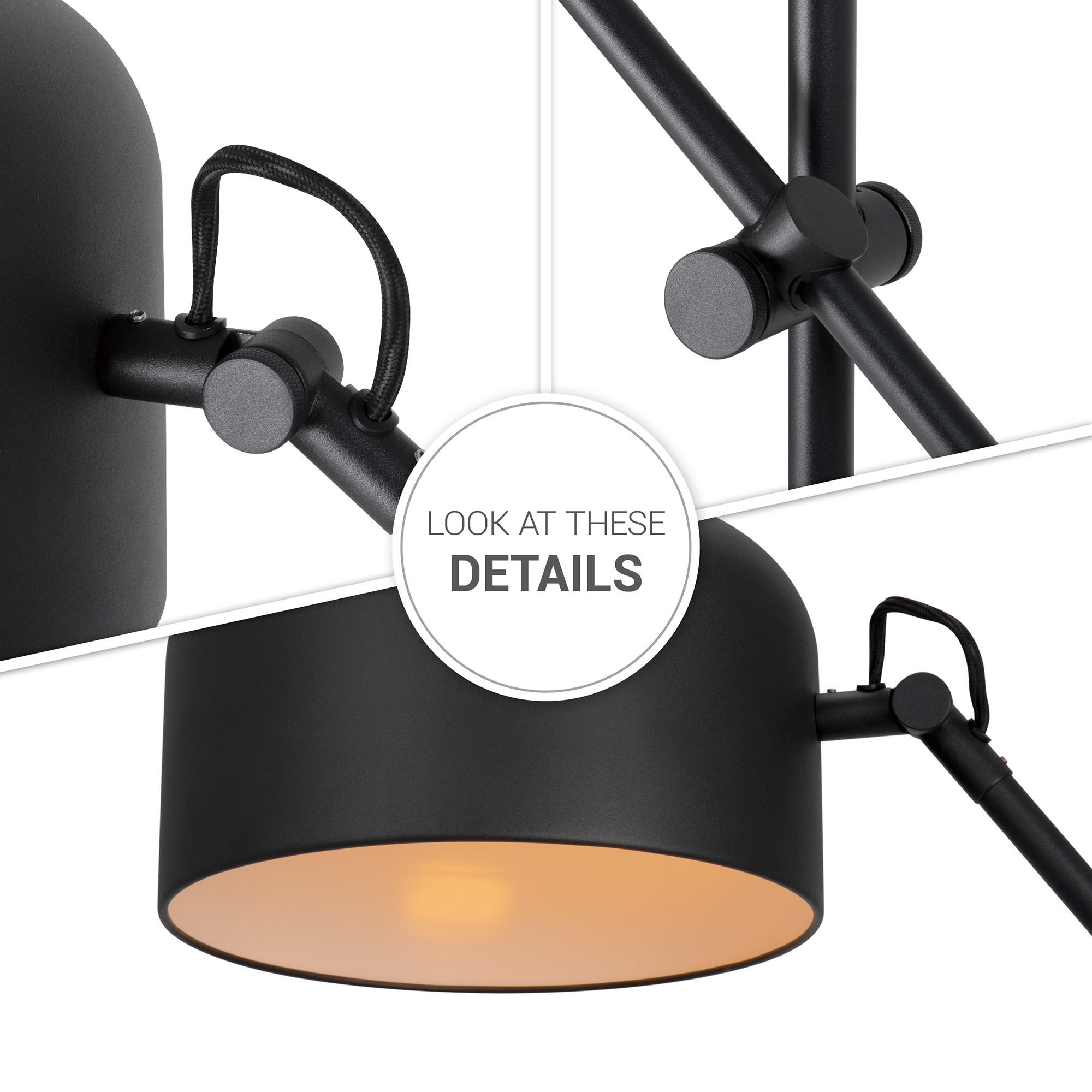 Thumbnail - Paco Home Stehleuchte, Schwarz, Silber, Metall, 30x145.4x91.5 cm, Lampen & Leuchten, Innenbeleuchtung, Stehlampen, Stehl...