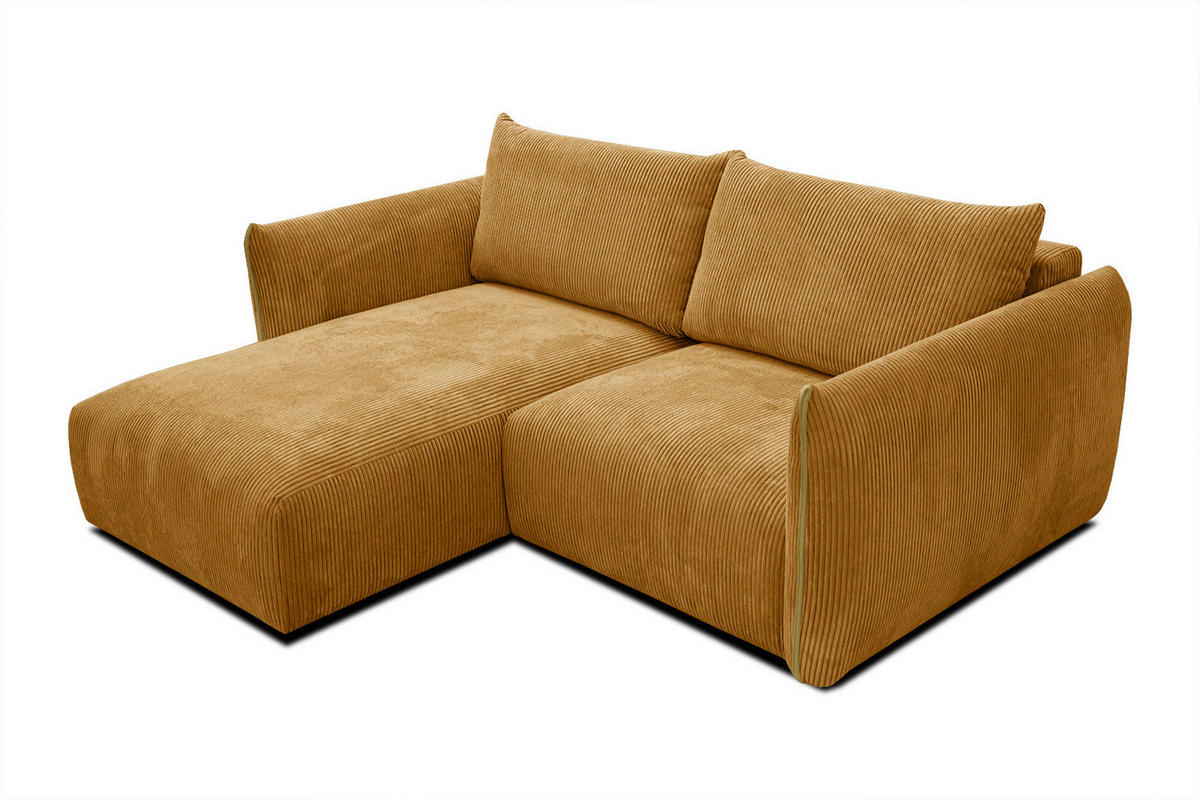 ECKSOFA TAUER 3-Sitzer, honig - Schwarz/Honig, Holzwerkstoff/Kunststoff (173/206cm) - Courtois Laville