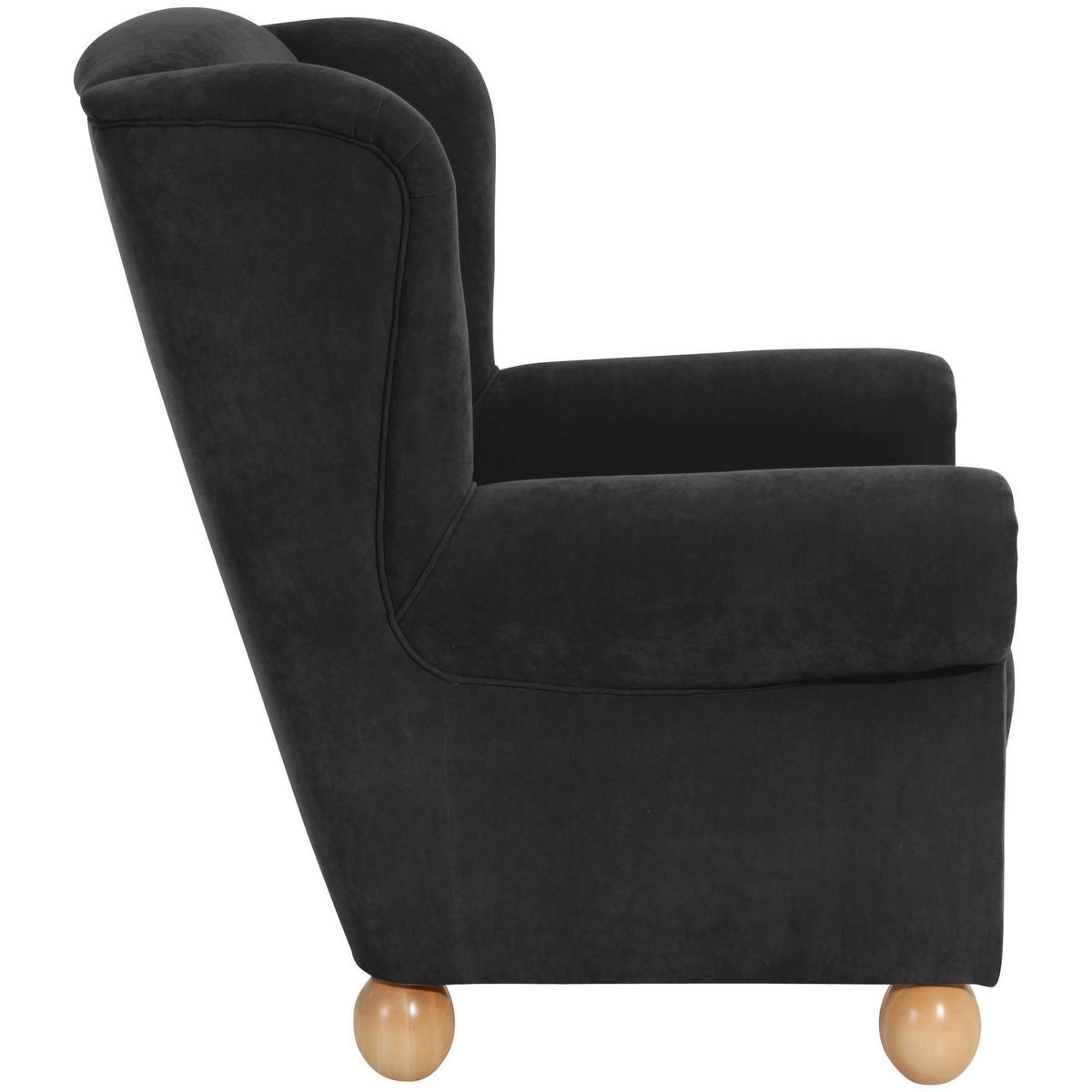 OHRENBACKENSESSEL Kasha Bezug Veloursstoff Buche natur / schwarz - Buchefarben/Schwarz, Kunststoff (93/103/87cm) - 58aufmkessel