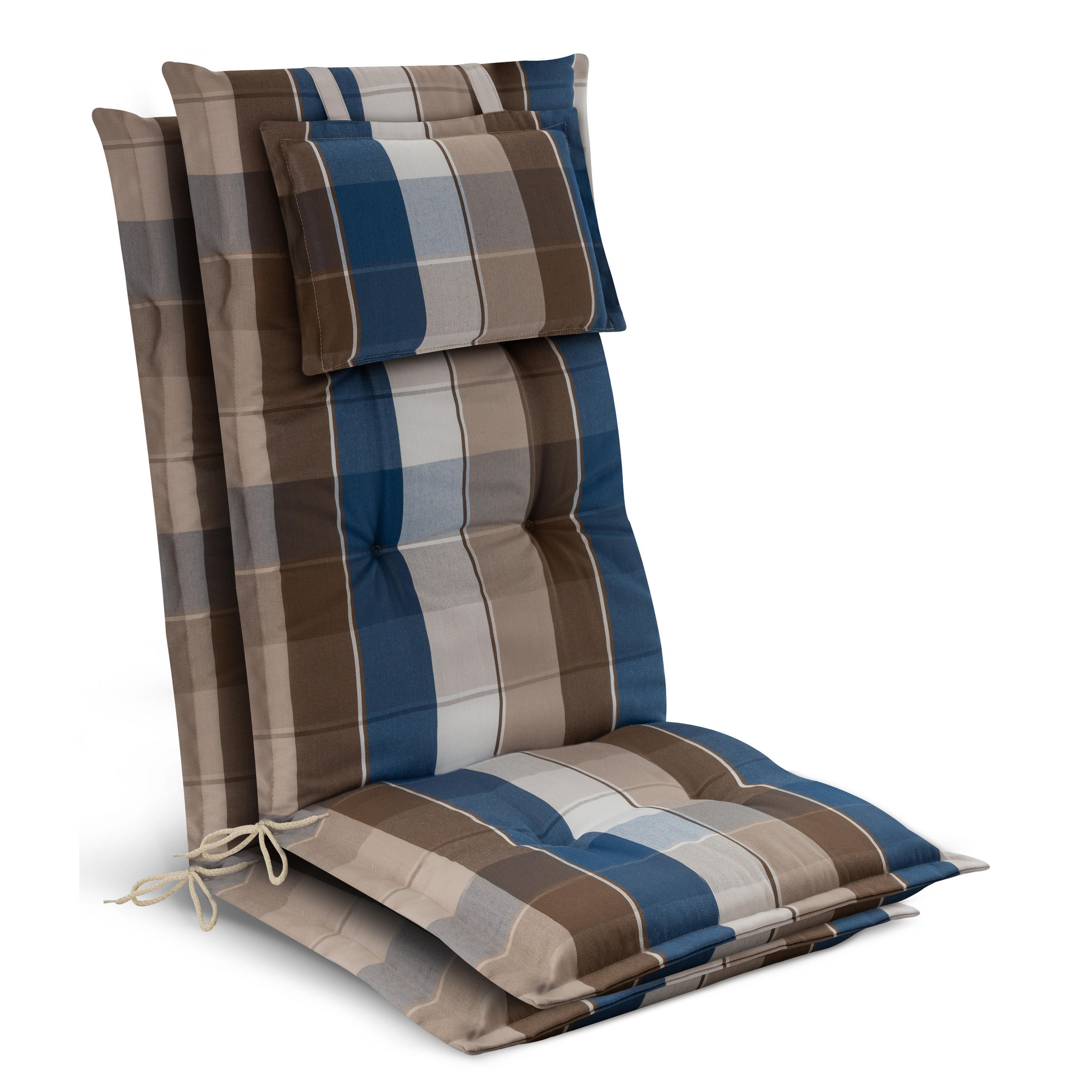 HOCHLEHNER Highlux HL 120x52x7cm Braun-Blau-Kariert (2tlg) - Braun, Textil (52/120cm) - Beautissu 