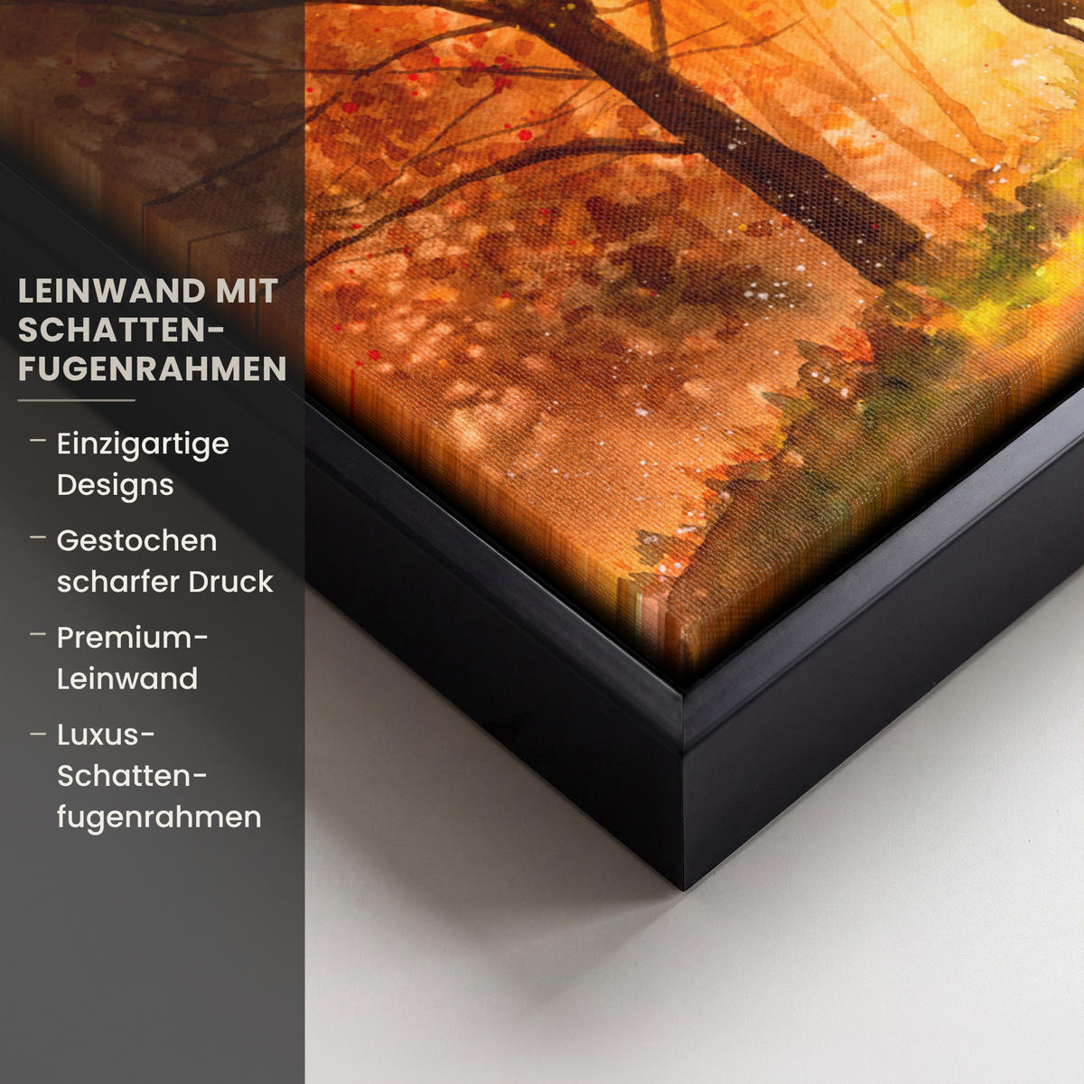 LEINWAND Bilder mit Rahmen - Natur - Ölfarbe - Hirsche - Tiere - Herbst - Orange - 40x30 - Orange, Textil (40/30cm) - MuchoWow