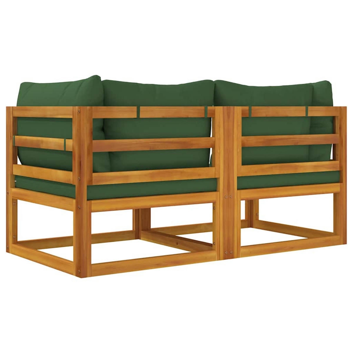 MODULAR-ECKSOFAS 2 Stk. Mit Grünen Kissen Massivholz Akazie - Grün, Holz (70.5/65/141cm) - vidaXL