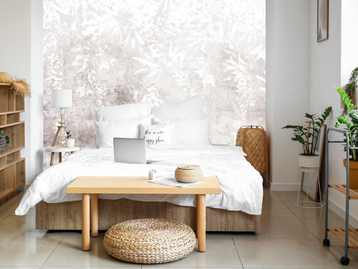 FOTOTAPETE Pflanzen Beton Abstraktion 200x140 - Beige/Braun, Papier (200/140cm) - Muralo