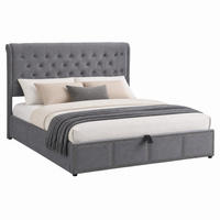 BETT mit Stauraum und Polsterbank 140x200 cm Samt Grau - Grau, Metall (140/200cm) - Meubliv