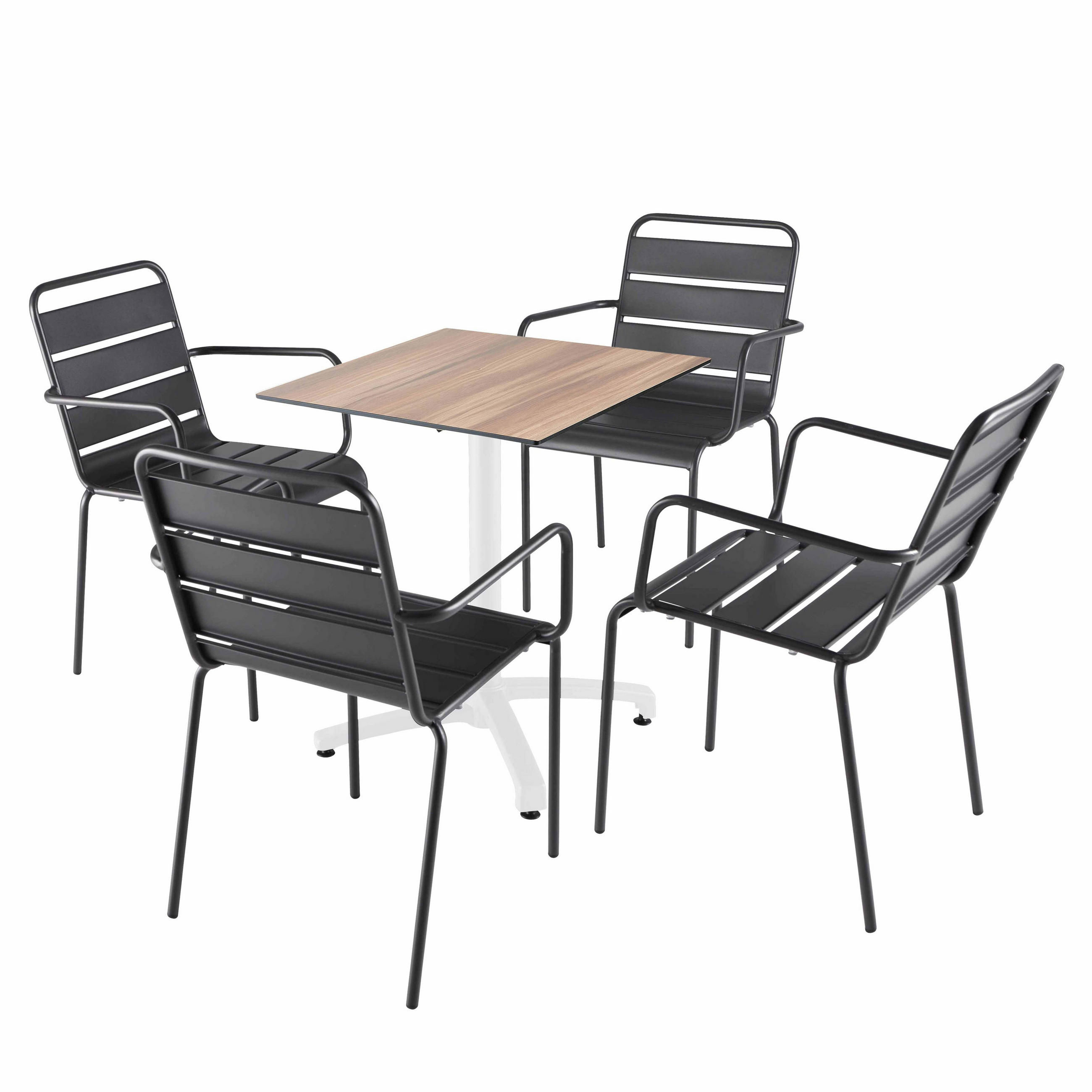 GARTENSET 5-tlg., Dunkle Eiche und Grau - Grau, Metall - Oviala