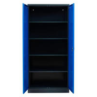 STAHLSCHRANK Bee mit 6 lackierten Fachböden 195x92x42 cm Korpusfarbe Schwarz Frontfarbe Enzianblau - Blau, Metall (92/195/42cm)
