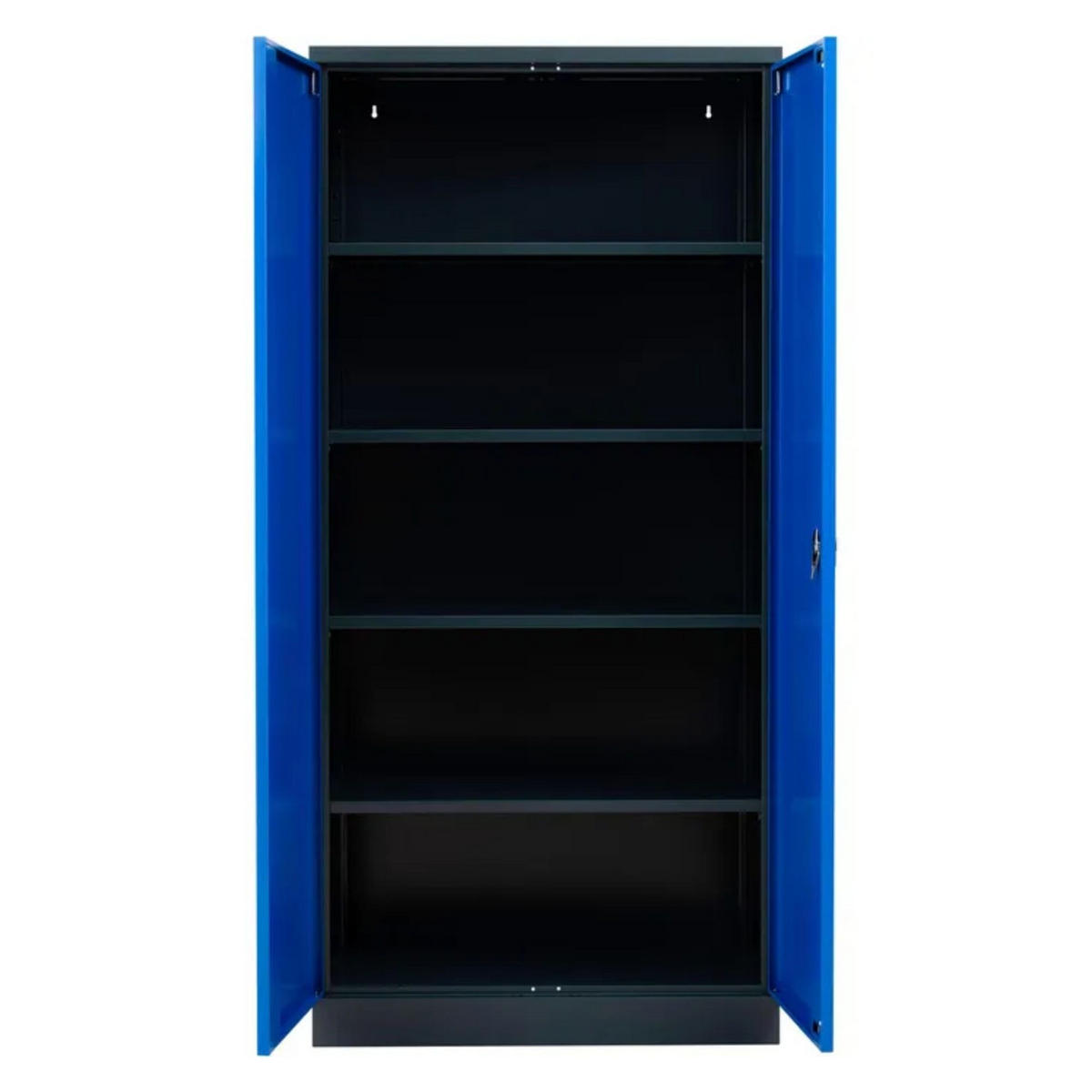 STAHLSCHRANK Bee mit 6 lackierten Fachböden 195x92x42 cm Korpusfarbe Schwarz Frontfarbe Enzianblau - Blau, Metall (92/195/42cm)