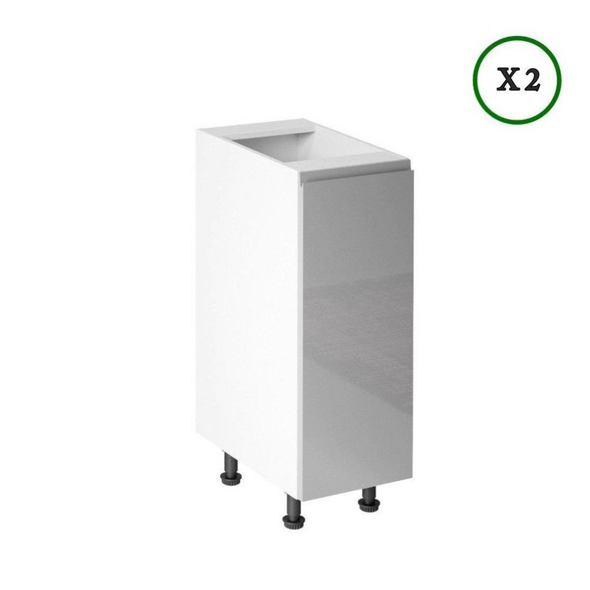 WINKELKÜCHE 300 x 210 cm - Aspen K31- M300 R - in Grau/Hochglanz - Grau, Holz/Holzwerkstoff (300/212/240cm)