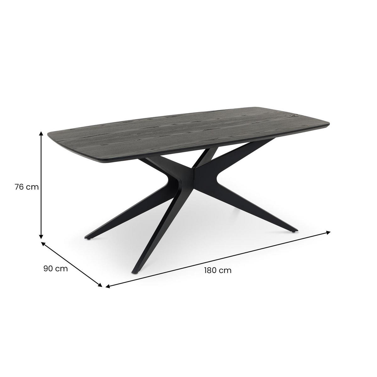 ESSTISCH TAVO schwarz - Schwarz, Holzwerkstoff (90/180/76cm) - IDIMEX