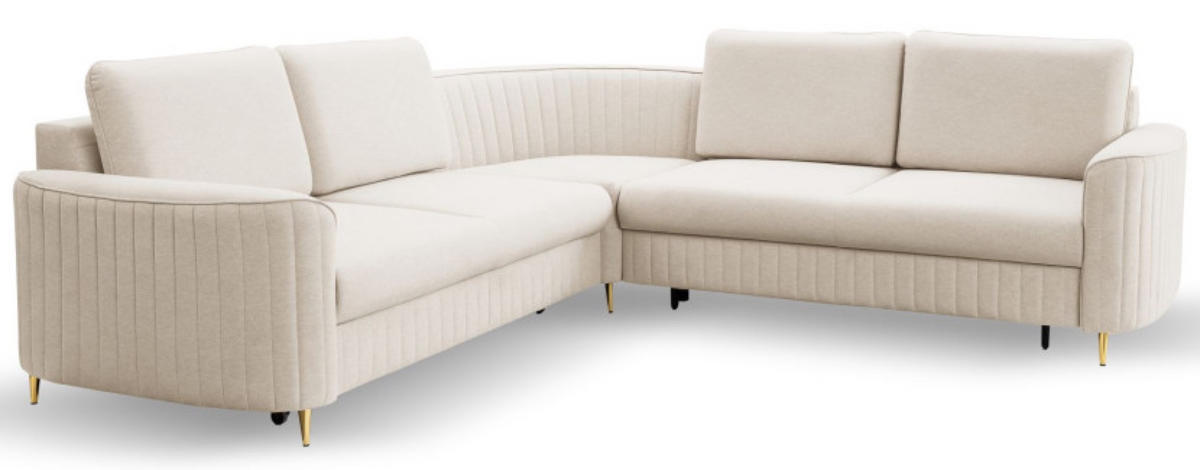 ECKSOFA Creme Loren Mit Schlaffunktion Und Bettkasten - Creme/Weiß, Textil (251/251cm) - Sepro Meble