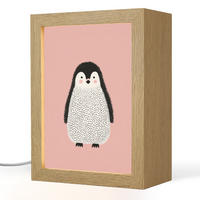 NACHTTISCHLAMPE Pinguin - Punkte - Minimalistisch - Rosa 15x20 cm - Rosa, Holzwerkstoff (8/15/20cm)