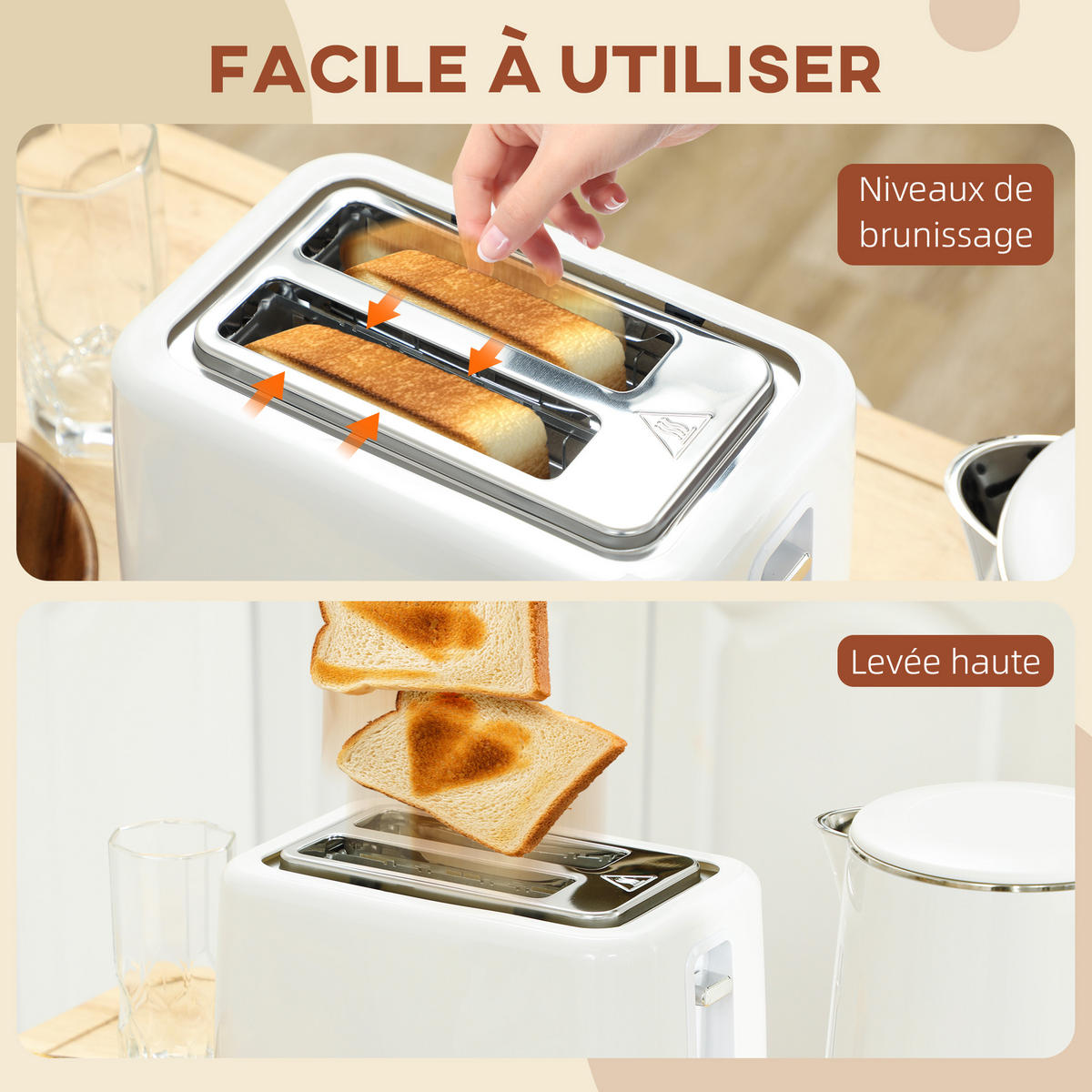 WASSERKOCHER-TOASTER-SET DE-17447 Creme - Creme, Metall (15.5/25.1/21.5cm) - ComfortXL