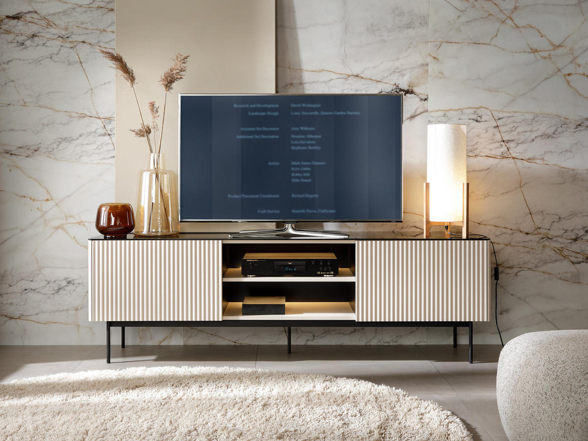 TV-ELEMENT OLDEN RTV1 Glasplatte Kaschmir - Kaschmir, Glas/Holzwerkstoff (180/52/39cm) - Komodee