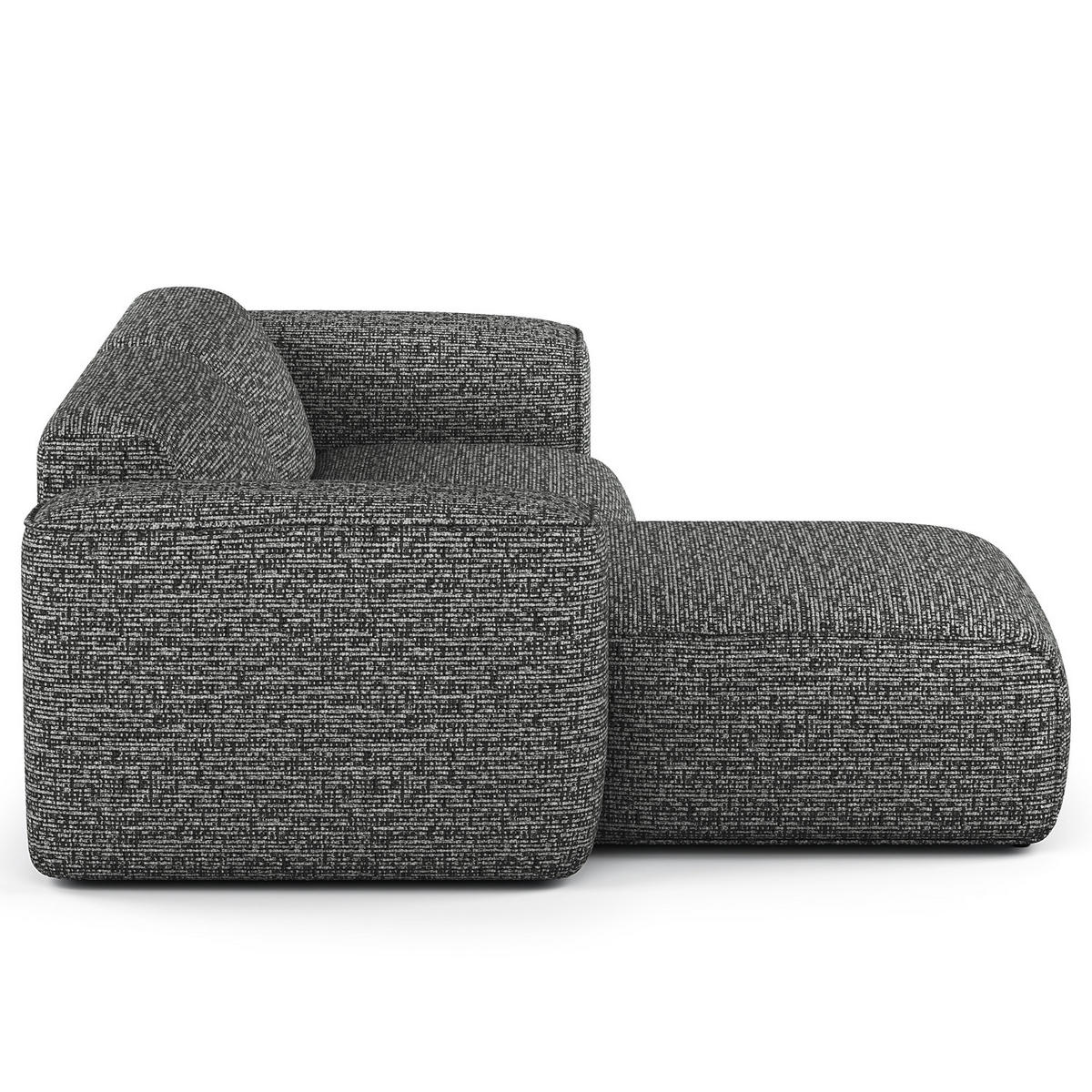 1,5-SITZER ECKSOFA mit Longchair - Schwarz/Grau, Kunststoff/Textil (260/173cm) - home24