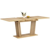 ESSTISCH Naturfarben 160×80×76 cm ausziehbar mit geriffelten Stützbeinen aus Holzwerkstoff - Naturfarben, Holzwerkstoff (80/160/76cm) - Luhomfu