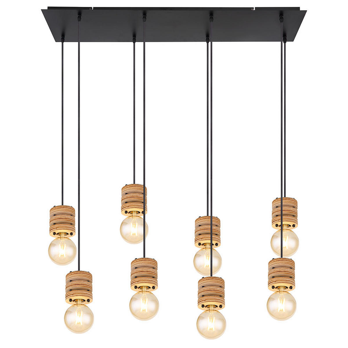 HÄNGELEUCHTE Metall Holzoptik Schwarz - Schwarz, Metall (98/24/120cm) - Globo Lighting