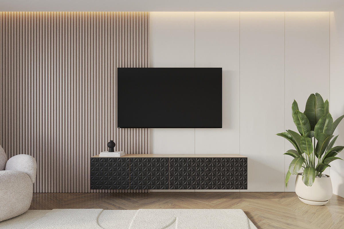 LOWBOARD VIRA-W 2x100x40x41 cm - Artisan / Schwarz - Schwarz, Holzwerkstoff (200/40/41cm) - ALTDECOR