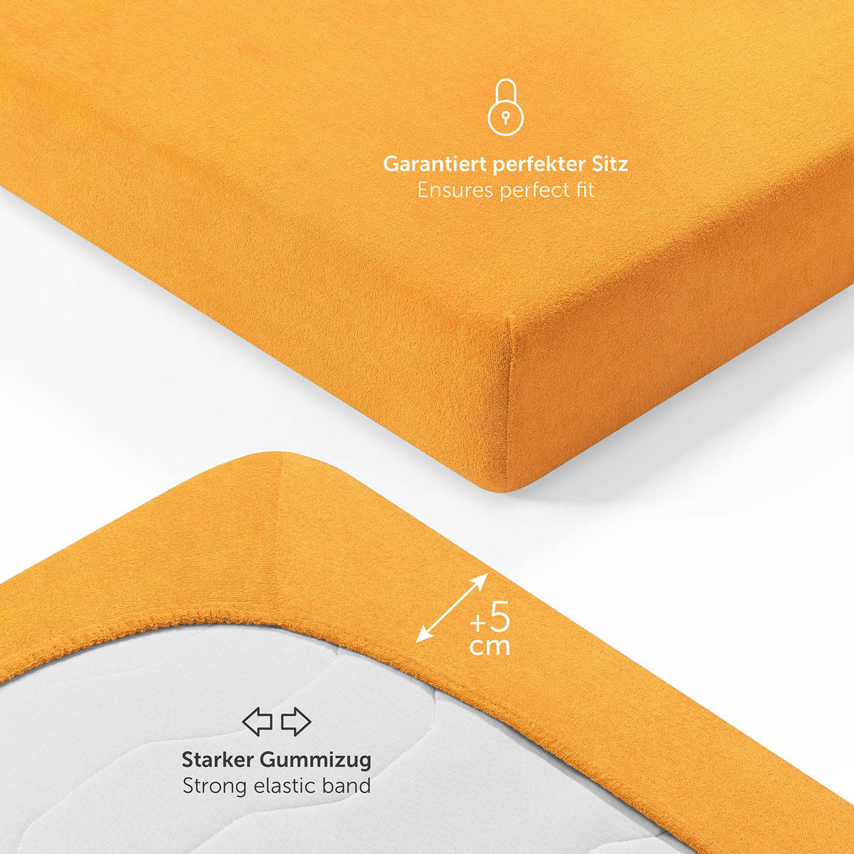 FROTÉ napínacie prestieradlo s certifikátom Oeko-TEX, 120x200x27cm, Gelb - žltá, textil (120/200cm) - Blumtal