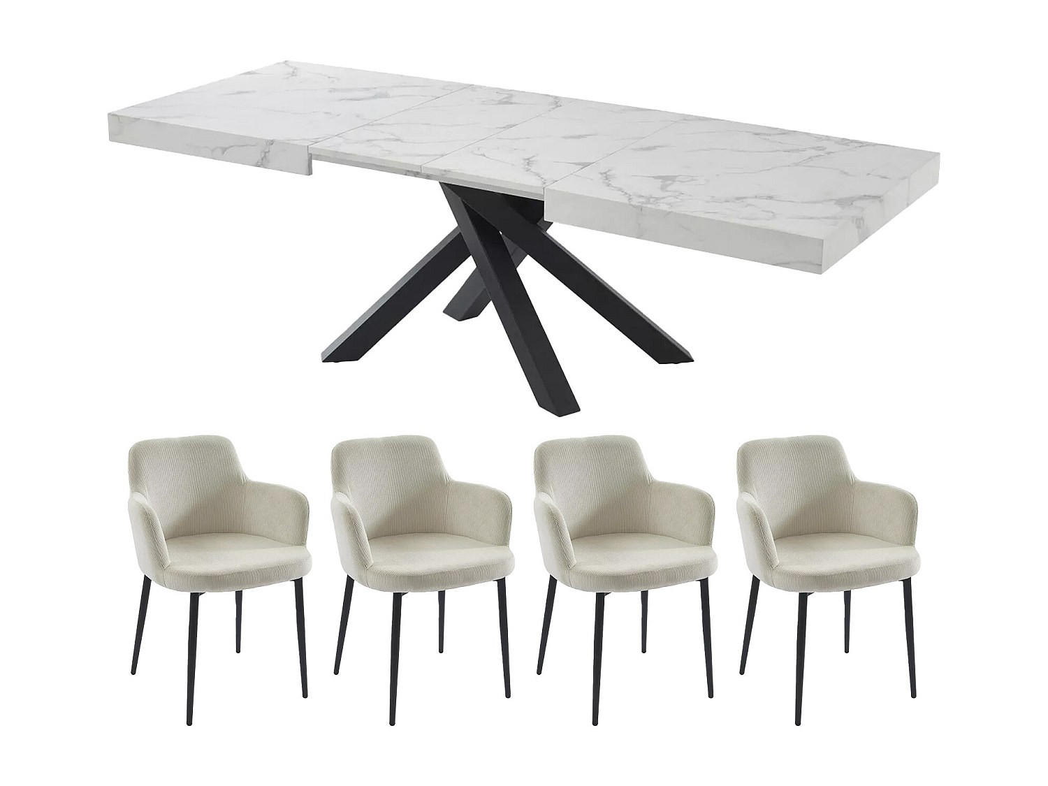 Vente-Unique Essgruppe Weiß 240x75x90 cm