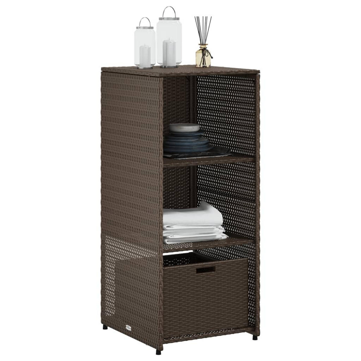 GARTENSCHRANK Braun 50x55x115 cm Poly Rattan - Braun, Kunststoff (50/115/55cm) - furnicato