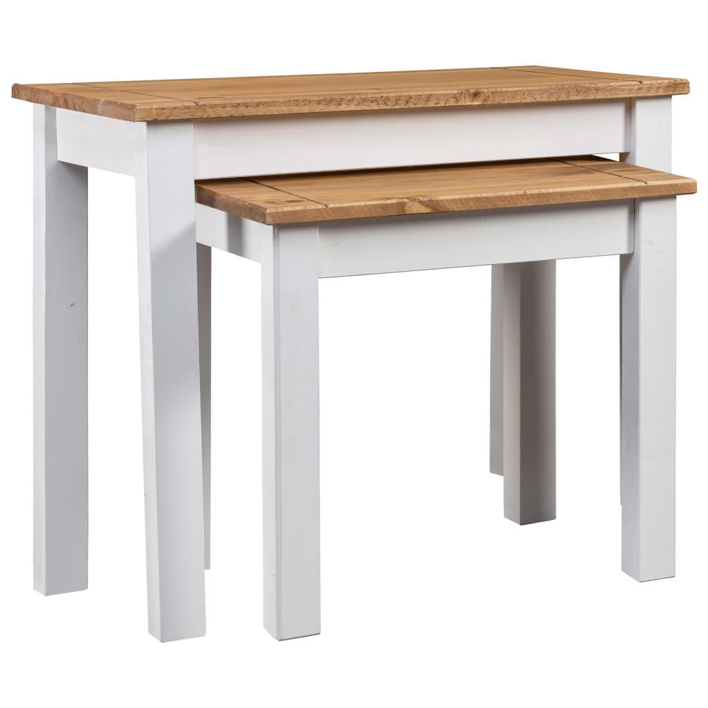 SATZTISCHE 2er set Weiß Massivholz Panama-Kiefer - Weiß, Holz (56/40/53.5cm) - vidaXL