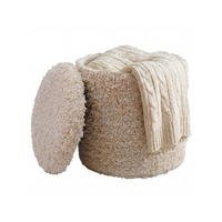 SITZHOCKER RHONE, Stoff, mit Textilbezug, Beige, Ø 40 x 45 cm - Beige, Textil (40/45/40cm) - KADIMA DESIGN
