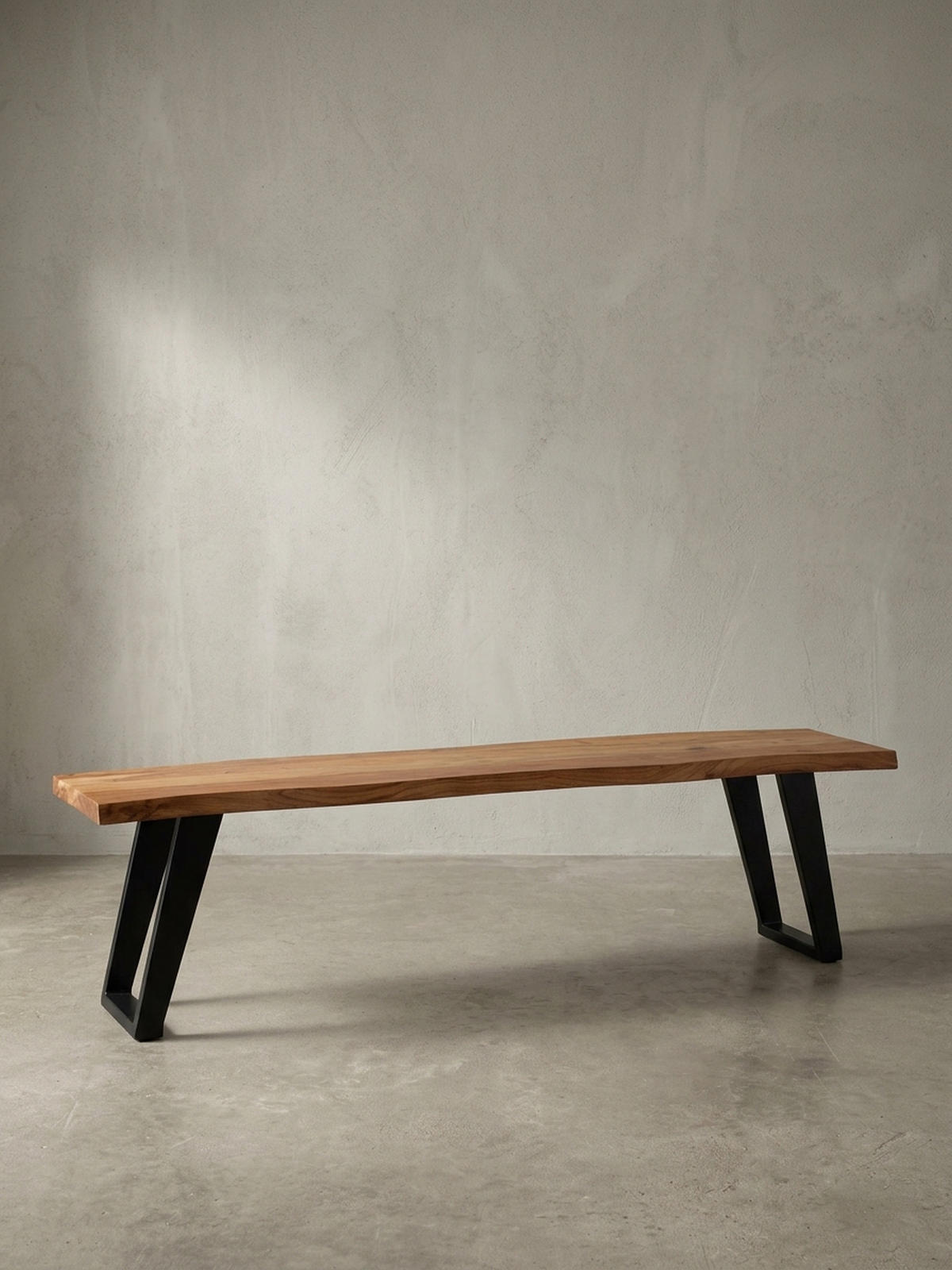 ESSZIMMERBANK Massivholz Metall Baumkante U-Beine, Akazie 160x40x46 cm - Schwarz/Braun, Holz/Metall (160/46/40cm) - KADIMA DESIGN