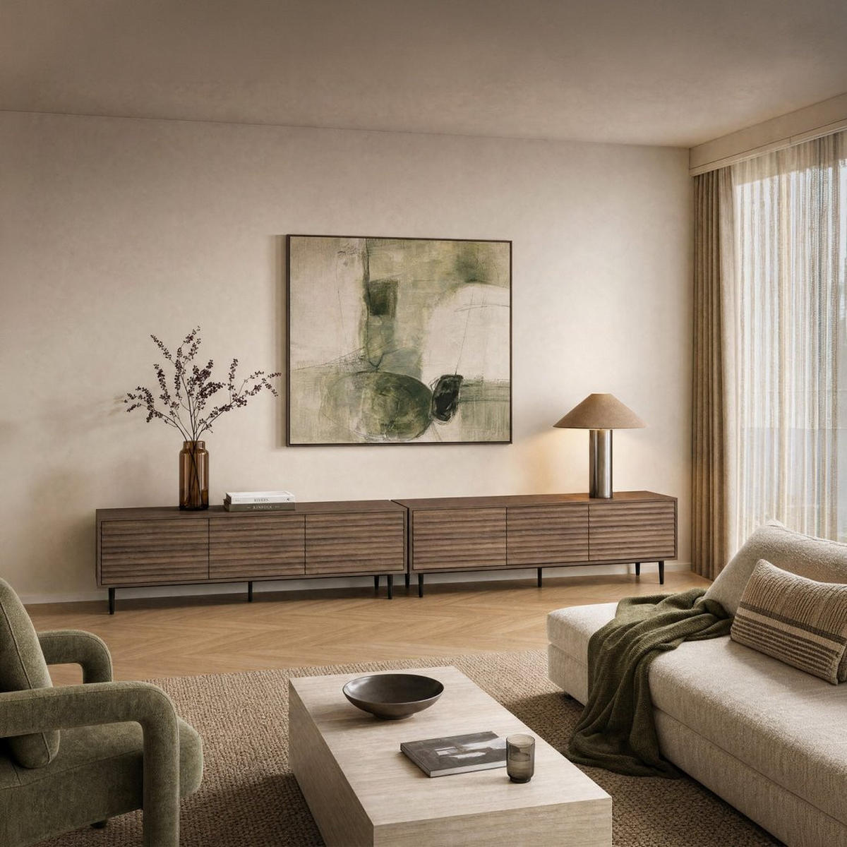 TV-ELEMENT Evoke Walnuss 160 cm x 52 cm - Walnussfarben, Holzwerkstoff (160/52/40cm) - Klast Home