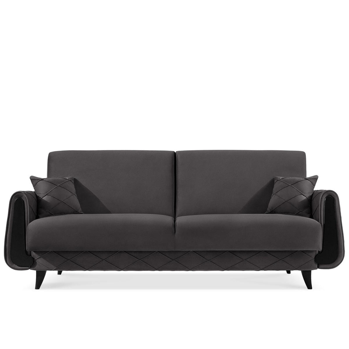 3-SITZER-SOFA GUSTAVO III Sofa 3 Velours, Graphitfarben - Graphitfarben, Holz/Holzwerkstoff (230/98/98cm) - KONSIMO®