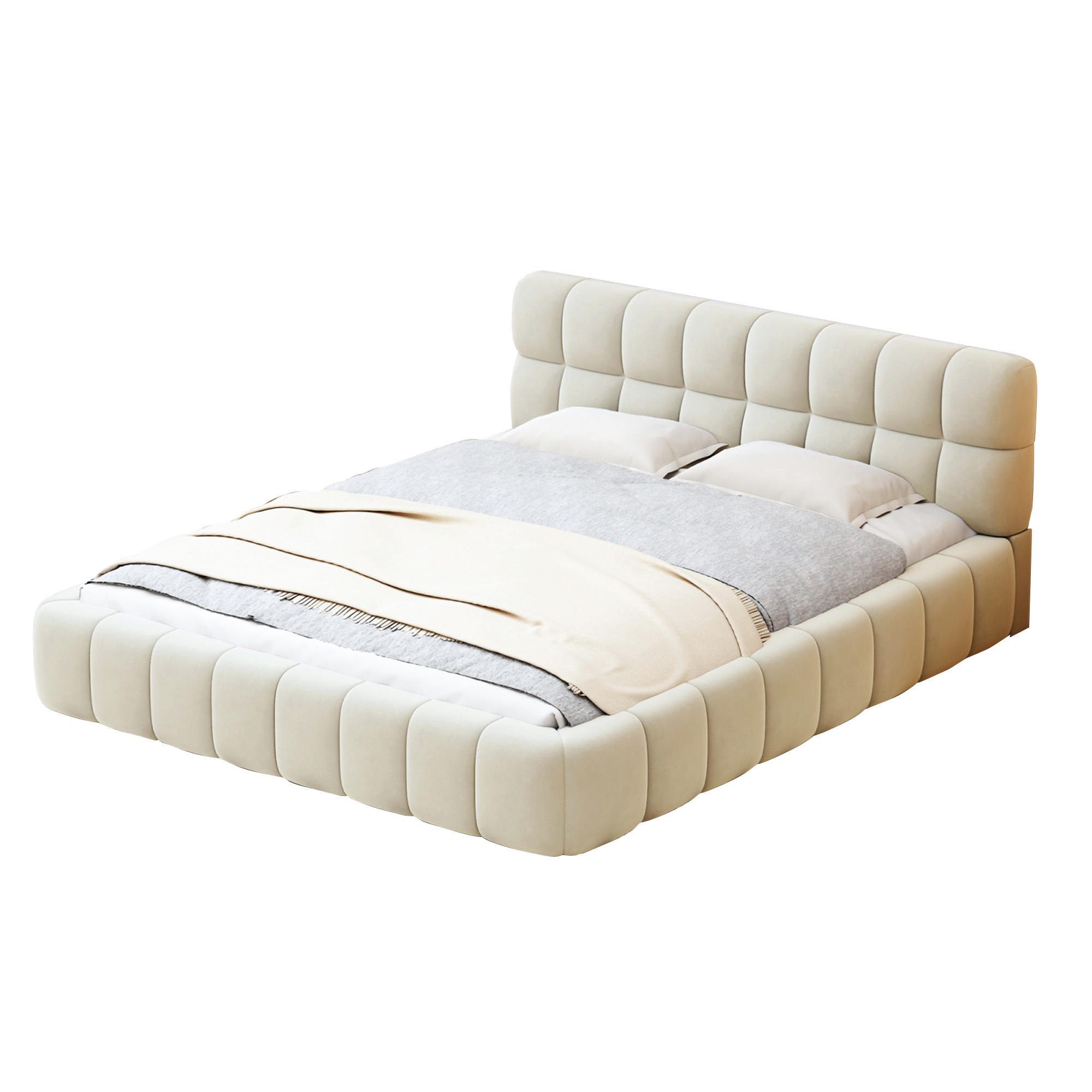 JUGENDBETT 140x200 cm mit Polsterumrandung & Lattenrost, beige - Beige, Textil/Metall (140/200cm)